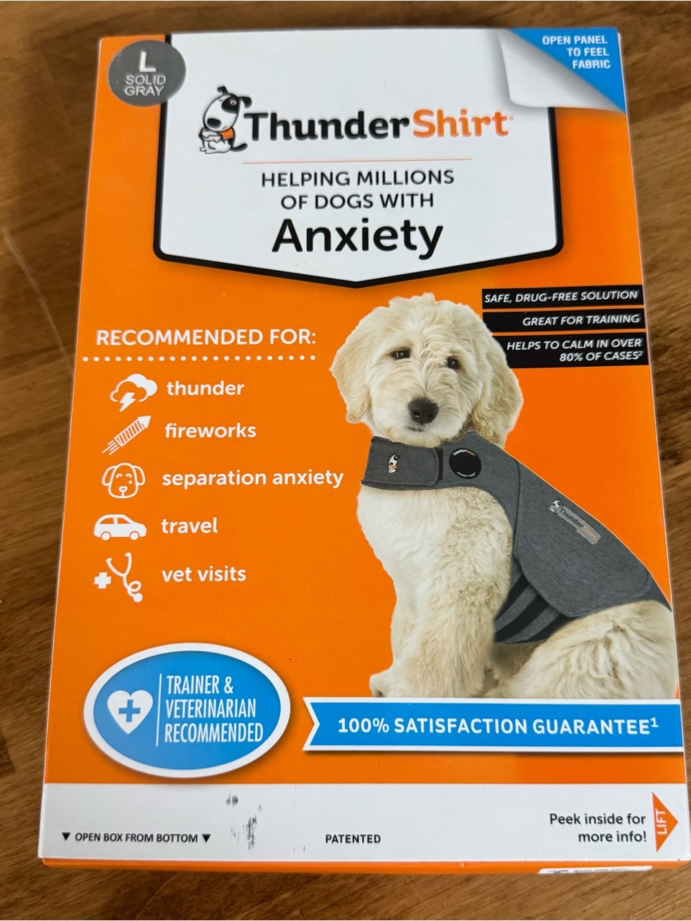 THUNDERSHIRT Dog Anxiety Jacket Size Large 41 - 64lbs  Solid Gray NEW IN BOX
